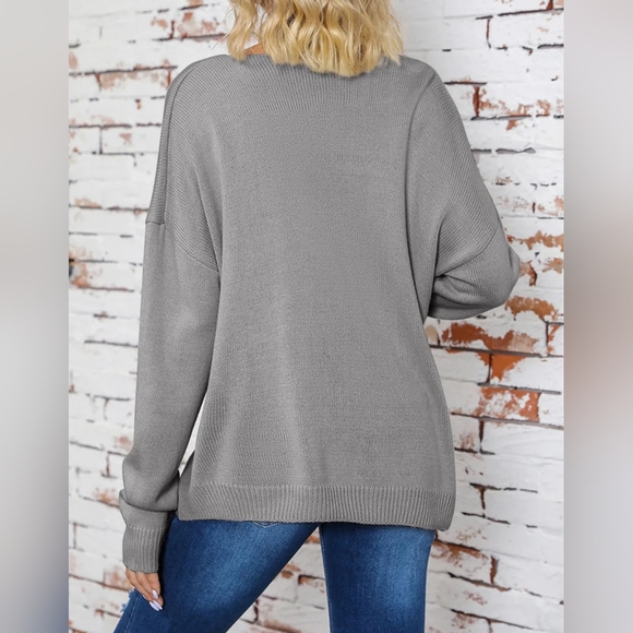 Surplice Dropped Shoulder Length Sleeve Sweater - Picture 3 of 5
